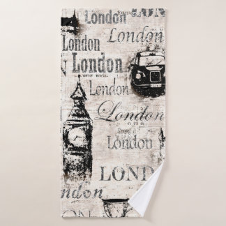  oud krantenartikel London grunge collage Badhanddoek