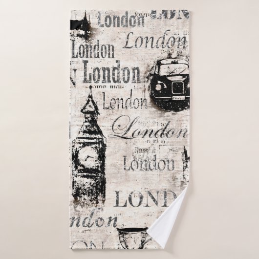  oud krantenartikel London grunge collage Badhanddoek (Badhanddoek)