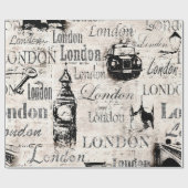  oud krantenartikel London grunge collage Cadeaupapier (Vlak)