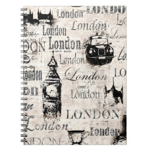  oud krantenartikel London grunge collage Notitieboek