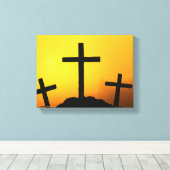 Oud kruiend kruis op Calvaria Hill op Sunset Canvas Afdruk (Insitu (Houten vloer))