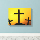 Oud kruiend kruis op Calvaria Hill op Sunset Canvas Afdruk (Insitu (Houten vloer))