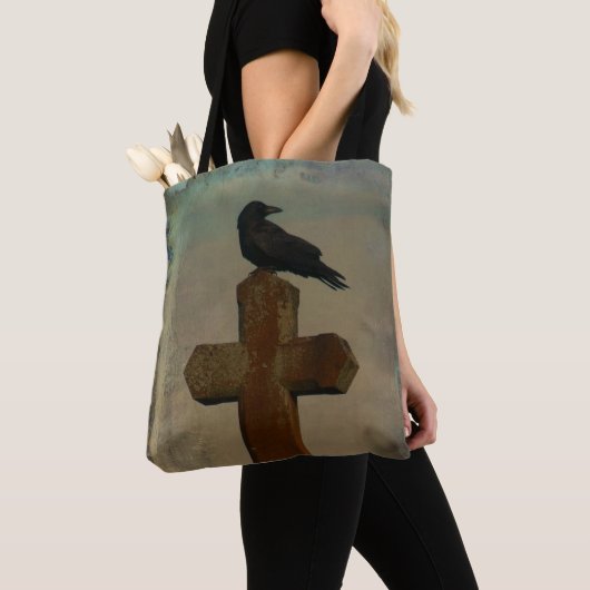 Oud kruis op oud kruis tote bag (Dichtbij)