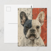 Oud kunstwerk portret Franse Bulldog Briefkaart (Voorkant / Achterkant)