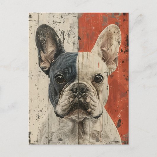 Oud kunstwerk portret Franse Bulldog Briefkaart (Voorkant)