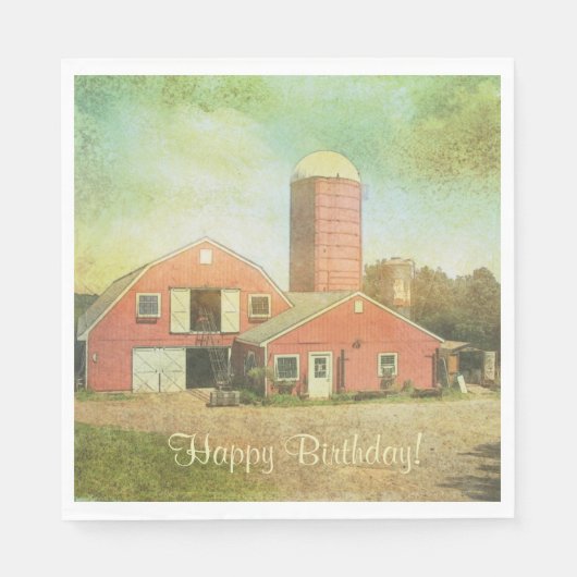 Oud land Barn Birthday Servet (Voorkant)
