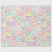 Oud Landhuis Bloemige Patchwork Gingham Pastel Cadeaupapier (Vlak)
