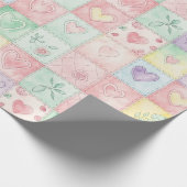 Oud Landhuis Bloemige Patchwork Gingham Pastel Cadeaupapier (Hoek)
