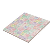 Oud Landhuis Bloemige Patchwork Gingham Pastel Tegeltje (Zijkant)
