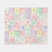 Oud Landhuis Bloemrijke Patchwork Gingham Pastel Fleece Deken (Voorkant (Horizontaal))