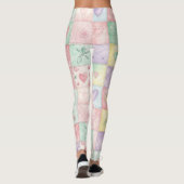 Oud Landhuis Bloemrijke Patchwork Gingham Pastel Leggings (Achterkant)