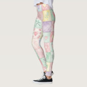 Oud Landhuis Bloemrijke Patchwork Gingham Pastel Leggings (Links)