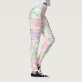 Oud Landhuis Bloemrijke Patchwork Gingham Pastel Leggings (Rechts)