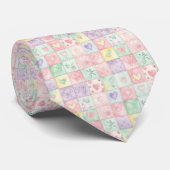Oud Landhuis Bloemstuk Patchwork Gingham Pastel Stropdas (Opgerold)