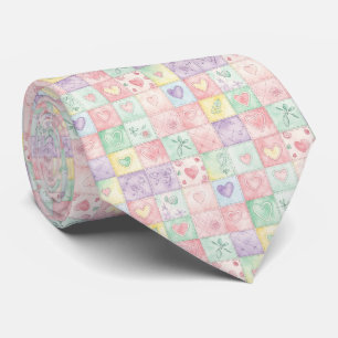 Oud Landhuis Bloemstuk Patchwork Gingham Pastel Stropdas