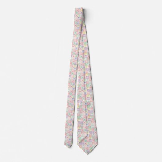 Oud Landhuis Bloemstuk Patchwork Gingham Pastel Stropdas (Achterkant)