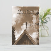 Oud-landskerk, Sepia Memorial Service Invite Kaart (Staand voorkant)