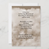 Oud-landskerk, Sepia Memorial Service Invite Kaart (Achterkant)