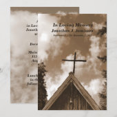 Oud-landskerk, Sepia Memorial Service Invite Kaart (Voorkant / Achterkant)