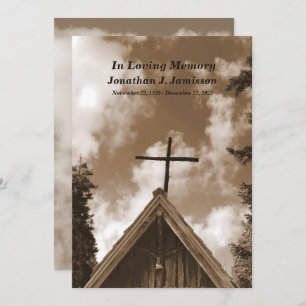 Oud-landskerk, Sepia Memorial Service Invite Kaart