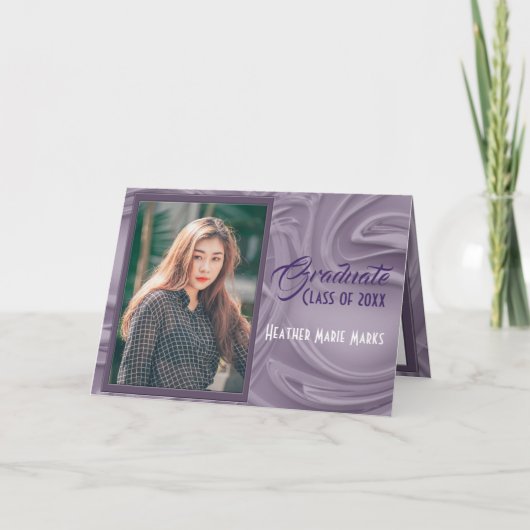 Oud Lavendel Afstuderen Foto Party Uitnodiging (Voorkant)