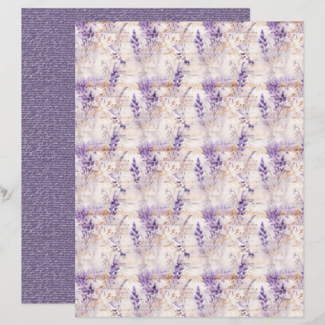 Oud Lavendel Dagboekpapierblad (Voorkant / Achterkant)