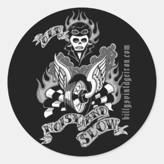 Oud, lawaaierig en traag (b & w) ronde sticker