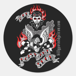 Oud, lawaaierig & langzaam (kleur) ronde sticker