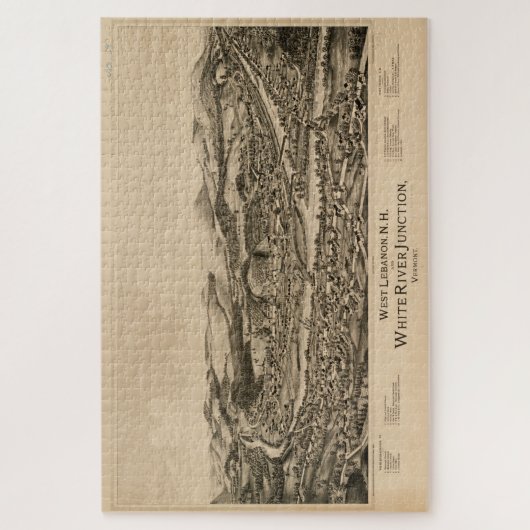 Oud Libanon NH & White River Junction VT Map 1889 Legpuzzel (Verticaal)