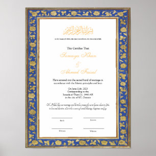 Oud lijst Muslim nikkah Certificate poster