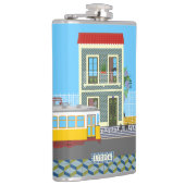 Oud Lissabon huis met katten en gele tram Heupfles (Rechts)