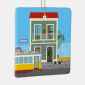 Oud Lissabon huis met katten en gele tram Keramisch Ornament (Rechts)