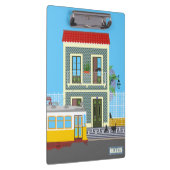 Oud Lissabon huis met katten en gele tram Klembord (Rechts)