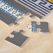 Oud Lissabon huis met katten en gele tram Legpuzzel (Zijkant)