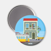 Oud Lissabon huis met katten en gele tram Magneet (Voorkant / Achterkant)