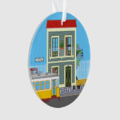 Oud Lissabon huis met katten en gele tram Ornament (voorkant)