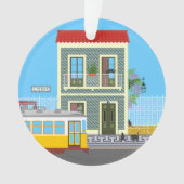 Oud Lissabon huis met katten en gele tram Ornament (voorkant)