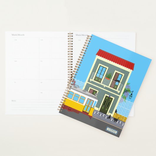 Oud Lissabon huis met katten en gele tram Planner (Display)