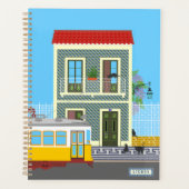 Oud Lissabon huis met katten en gele tram Planner (Voorkant)