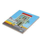 Oud Lissabon huis met katten en gele tram Tegeltje (Zijkant)