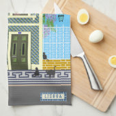 Oud Lissabon huis met katten en gele tram Theedoek (Quarter Fold)