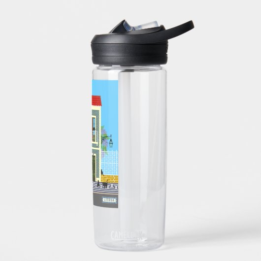 Oud Lissabon huis met katten en gele tram Waterfles (Links)