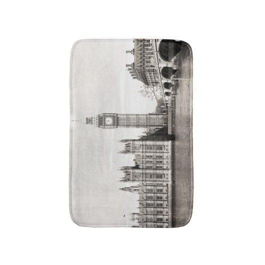 Oud Londen, zwart-wit. Badmat (Voorkant Verticaal)