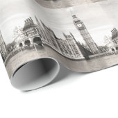 Oud Londen, zwart-wit. Cadeaupapier (Rol Hoek)