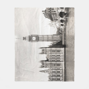 Oud Londen, zwart-wit. Fleece Deken