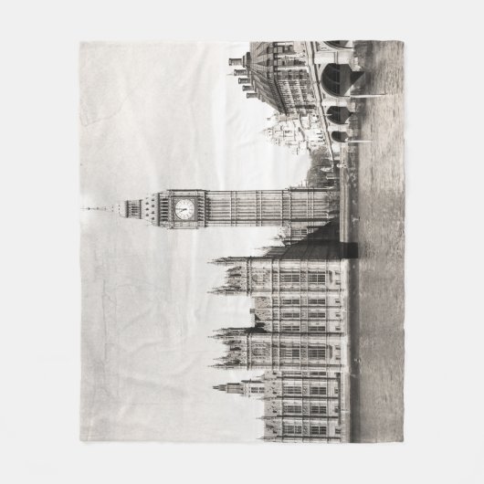 Oud Londen, zwart-wit. Fleece Deken (Voorkant)