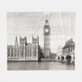 Oud Londen, zwart-wit. Fleece Deken (Voorkant (Horizontaal))