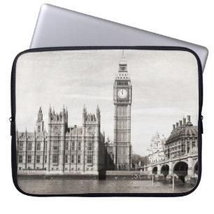Oud Londen, zwart-wit. Laptop Sleeve