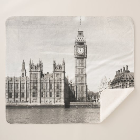 Oud Londen, zwart-wit. Sherpa Deken (Voorkant (horizontaal))