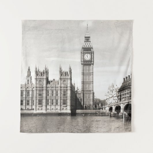 Oud Londen, zwart-wit. Wandkleed (Voorkant)
